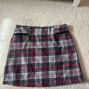 Copper Key Red, Green, and Gray Plaid Mini Skirt